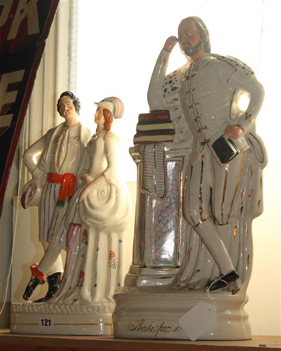 Large Staffordshire model of Shakespeare & the Lovers